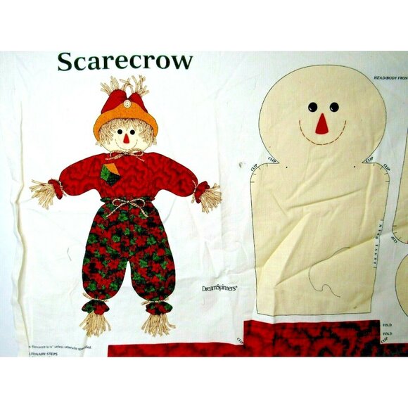 Vintage Sewing Panel Scarecrow Decoration Cut Sew Thanksgiving Fall Christmas - Picture 2 of 9